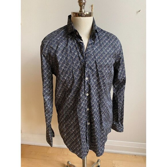 BLUE Industry Button Down Shirt Sz 42 "Army Graphic" - Picture 3 of 9